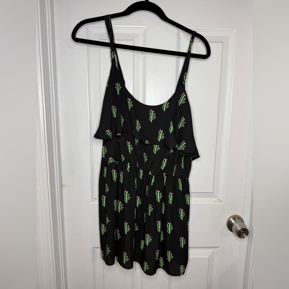 Torrid Black Dress with Green Cactus and Pink Accents